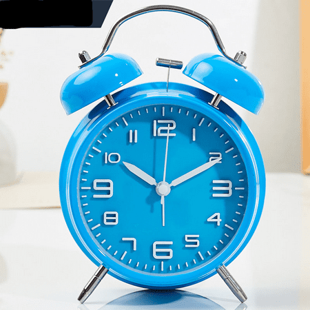 4 inches Twin Bell Alarm Clock Battery Operated(blue)