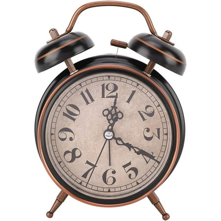 4In Retro Alarm Clock Desktop Clock With Night Light Double Twin Bell For Home Use [3168]