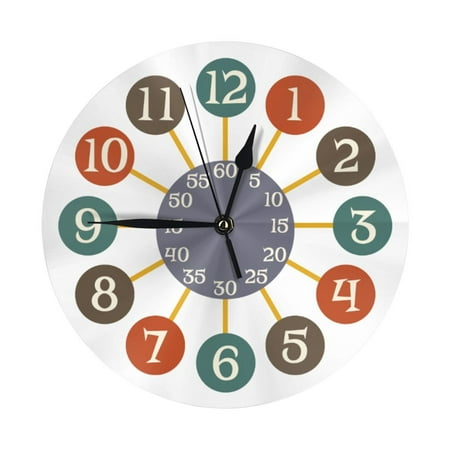 50s Retro Atomic Starburst Midcentury Modern Wall Clock - 10 Inch Silent Non-Ticking Wall Clocks -Country Retro Rustic Style Decorative For Living Room Kitchen Home Bathroom Bedroom