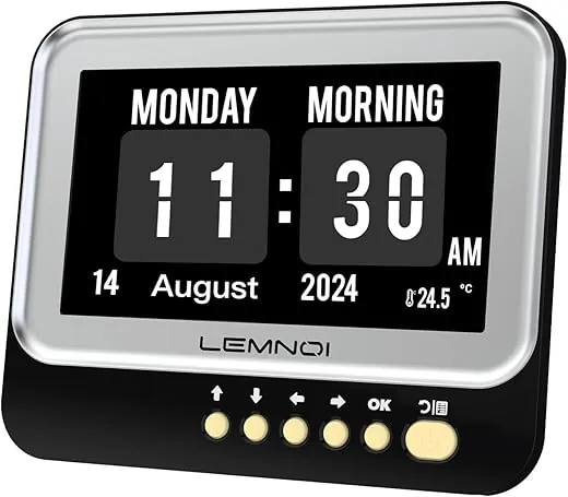 7 Inch Dementia Clock,Digital Calendar Clock with Day and Date,Alzheimers Alarm Clock for Seniors,6 Diaplay Modes,15 Alarms and Medicine Reminders,Auto Dimmable (7in Black)