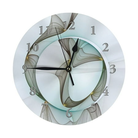 Abstract Modern Turquoise Brown Gold Wall Clock - 10 Inch Silent Non-Ticking Wall Clocks -Country Retro Rustic Style Decorative For Living Room Kitchen Home Bathroom Bedroom