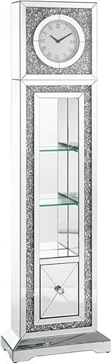 Acme Noralie Grandfather Clock in Mirrored & Faux Diamonds