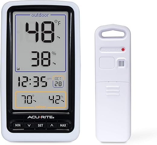 AcuRite 01136M Wireless Thermometer with Indoor/Outdoor Temperature and Humidity, White