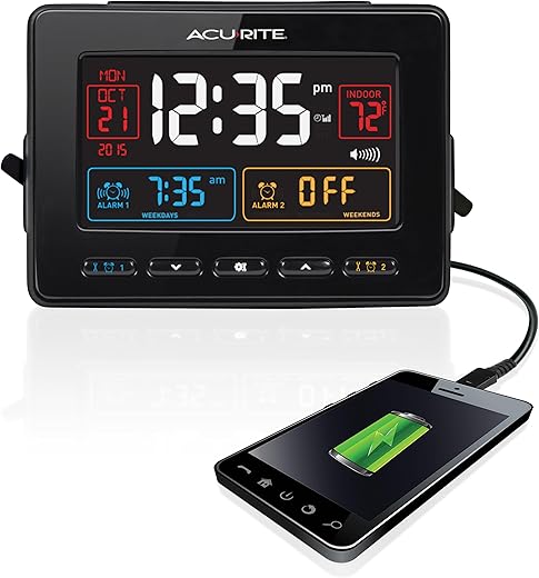 AcuRite Atomic Alarm Clock with USB Charging