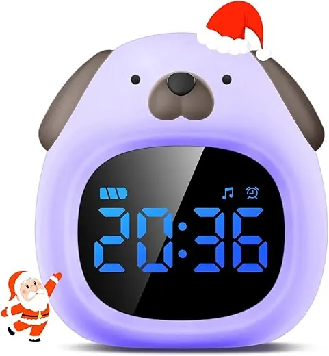 Alarm Clock for Bedrooms with 8 Color Night Light, 6 Sleep Sounds, OK to Wake Clock for Kids, Adults with Snooze, Cute Digital Alarm Clock for Girls/Boys/Teens, Christmas Stocking Stuffers Gift