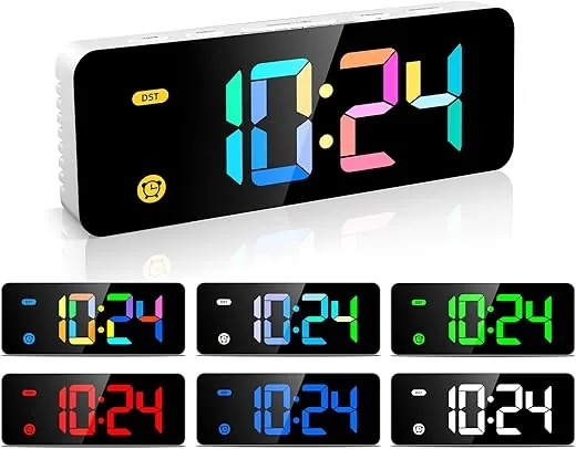 Alarm Clock for Kids -Digital Clock with 7 Color, 4 Dimmable Backlight & 3 Adjustable Volumes, 12/24 Hour, Snooze, Small Clocks for Classroom Bedroom