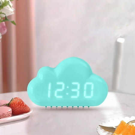 Alarm Clock Qwtwty Creatives Alarm Clock, Four Clouds, Voice Controlled LED Clock, Bedside Snooze Small Alarm Clock, Student Calendar Night Light Electronic Clock On Clearance