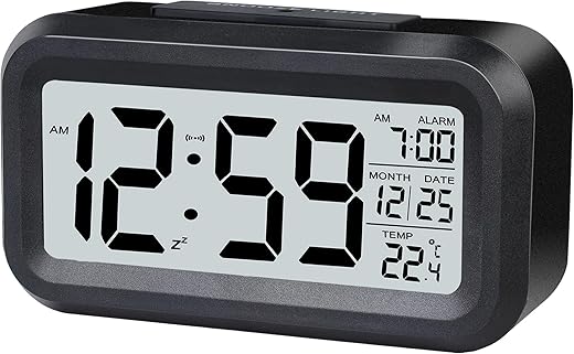 Alarm Clocks for Bedrooms,Digital Alarm Clock with LCD Screen,Snooze,12/24H,Battery Operated for Heavy Sleepers Adults Desk Travel Office