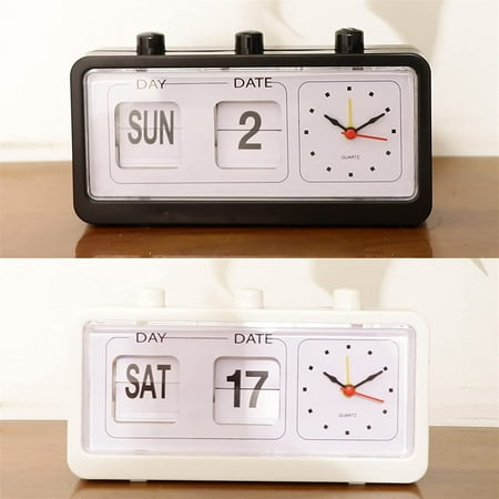 Alarm Clocks Led Digital Clock Retro Table Auto Flip Clock Non-Ticking Calendar Clo[3595]