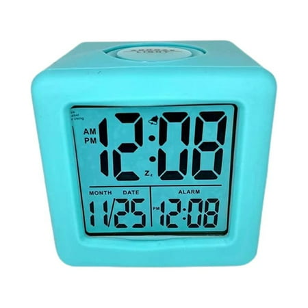 Alarm Clock With Silicone Protective Sleeve LCD Alarm Clock Square Soft Cube,12 24h,Battery Operated,Large Display Easy Read,Date, Time And Snooze Alarm Clock,3x3inch