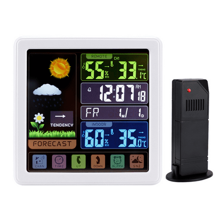 Alarm Clock With Weather Station For Bedrooms, Indoor Outdoor Thermometer Wireless, Temperature Humidity Monitor-Ts-3310-Wh (White)