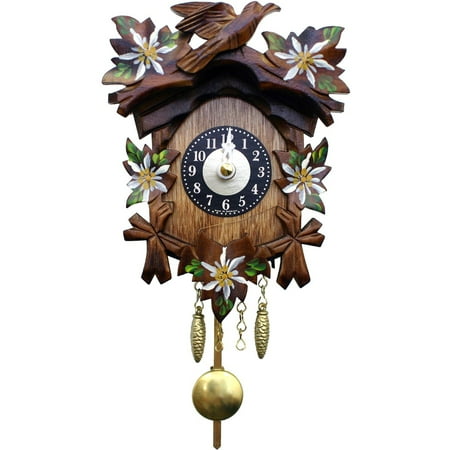 Alexander Taron Engstler Battery Operated Mini Floral Cuckoo Wall Clock - 5.5