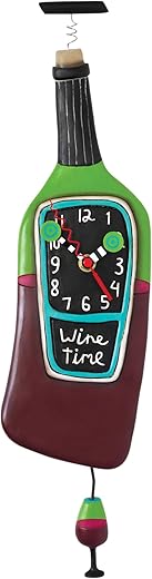 Allen Designs Enesco Wine Bottle Corked Sculpted Pendulum Wall Clock, 18.5 Inch, Multicolor