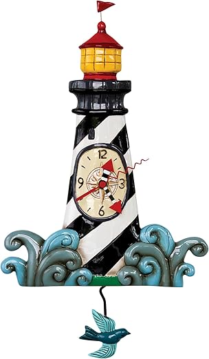 Allen Designs P1854 Augie's Light Whimsical Lighthouse Pendulum Wall Clock