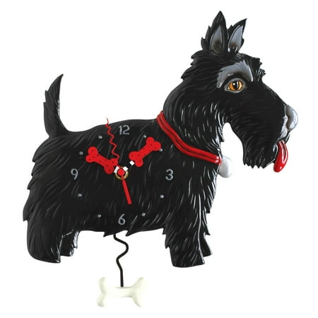 Allen Designs Scottie Whimsical Black Scottish Terrier Dog Pendulum Wall Clock