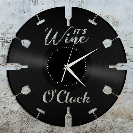 Amblelife Its Wine O'clock Vinyl Wall Clock Unique Gift for Friends Home Room Decoration Vintage Design Office Bar Room Home Decor