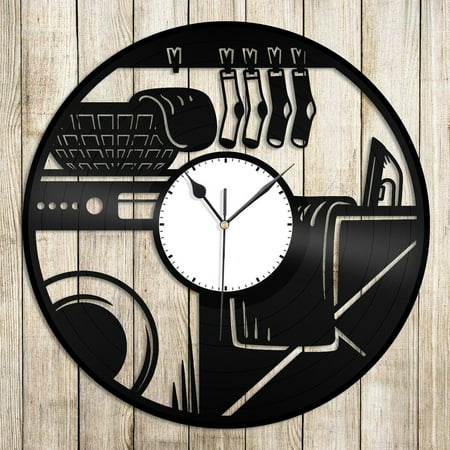 Amblelife Laundry Vinyl Wall Clock Unique Gift for Friends Home Room Office Decoration Vintage Design Office Bar Room Home Decor