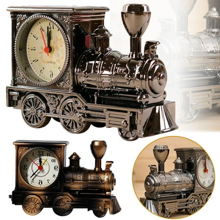 AMERTEER Alarm Clock ,Train Pattern Retro Quartz Alarm Clock Desktop Decoration Mechanical Alarm Clock, Vintage Retro Train Clock, Novelty Home Office Desk Decoration Crafts Kids Birthday Gift