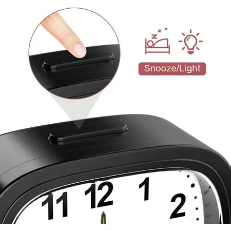 Analog Alarm Clock, Electric Silent Analog Alarm Clock, Non Ticking Bedside Clock W[1156]