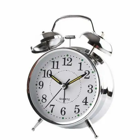 Analog Alarm Clock Twin Bell 4 Silver Metal Extra Loud Quartz Battery Operated with Backlight for Bedside Desk Vintage Retro Antique Decorative Old School, Chrome