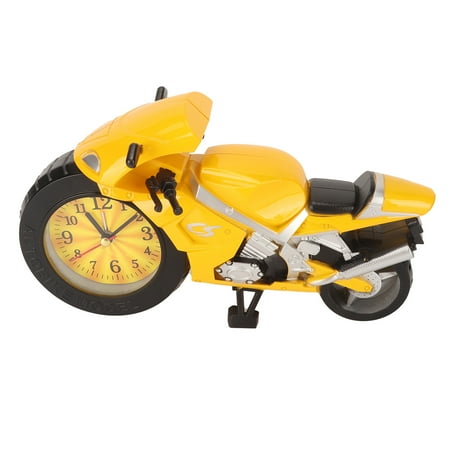 Apuakthei Vintage Styled, Battery-Powered Motorcycle Alarm Clock — Accurate Timekeeping, Exquisitely Crafted for Offices and Bars — Fashionable Yellow Design