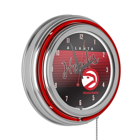 Atlanta Hawks Hardwood Classics Retro Neon Analog Wall Clock with Pull Chain