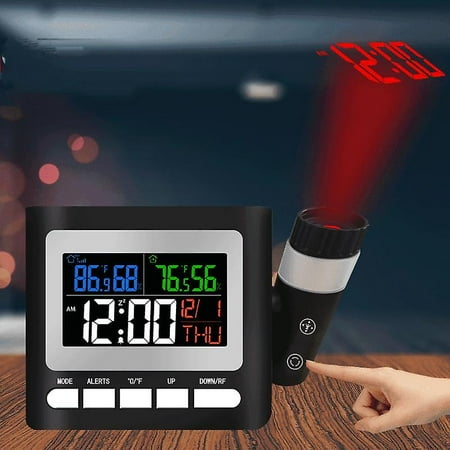 Atomic Radio Controlled Projection Alarm Clock W/date, Temperature, Week, Alarm Status, Backlight -mains Powered/battery Operated