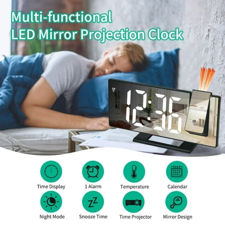 atomic wall clock for living room clock radio Projection Alarm Clock New Large Screen Display Silent Sleep Electronic Multifunctional Intelligent Digital Nightlight Desk For Home Adults Gifts