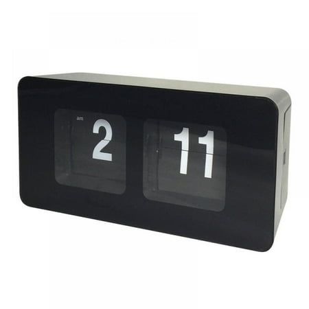 Auto Flip Clock Classic Retro Digital Flip Down Clock for Office Home Decoration - Black