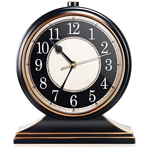 AYRELY® Vintage Desk Clock Silent-Non-Ticking 10-inch dial Table Clock,Retro Mantel Clocks and Easy to Read for Living Room, Bedroom, Shelf Decoration, Fireplace, Farmhouse Decor