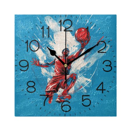 Basketball Player Slam Dunk Wall Clock 7.78 Non-Ticking Silent Battery Operated for Home Bedroom Office Kitchen Living Room