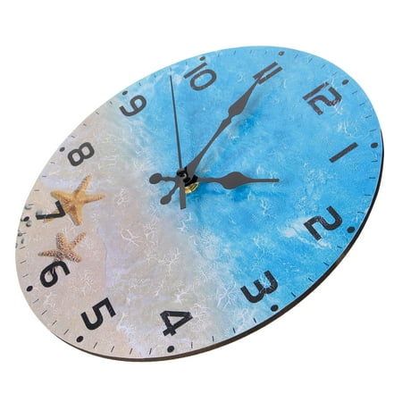 Beach Wall Clock Outdoor Clocks Digital Living Room Decorative Style Wood Silent