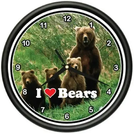 BEAR Wall Clock lover animal brown cub art cabin gift