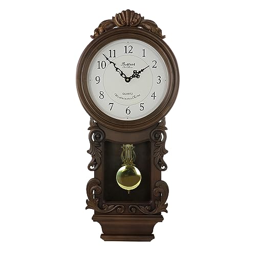 Bedford Clock Collection Chestnut Chiming Pendulum Wall Clock