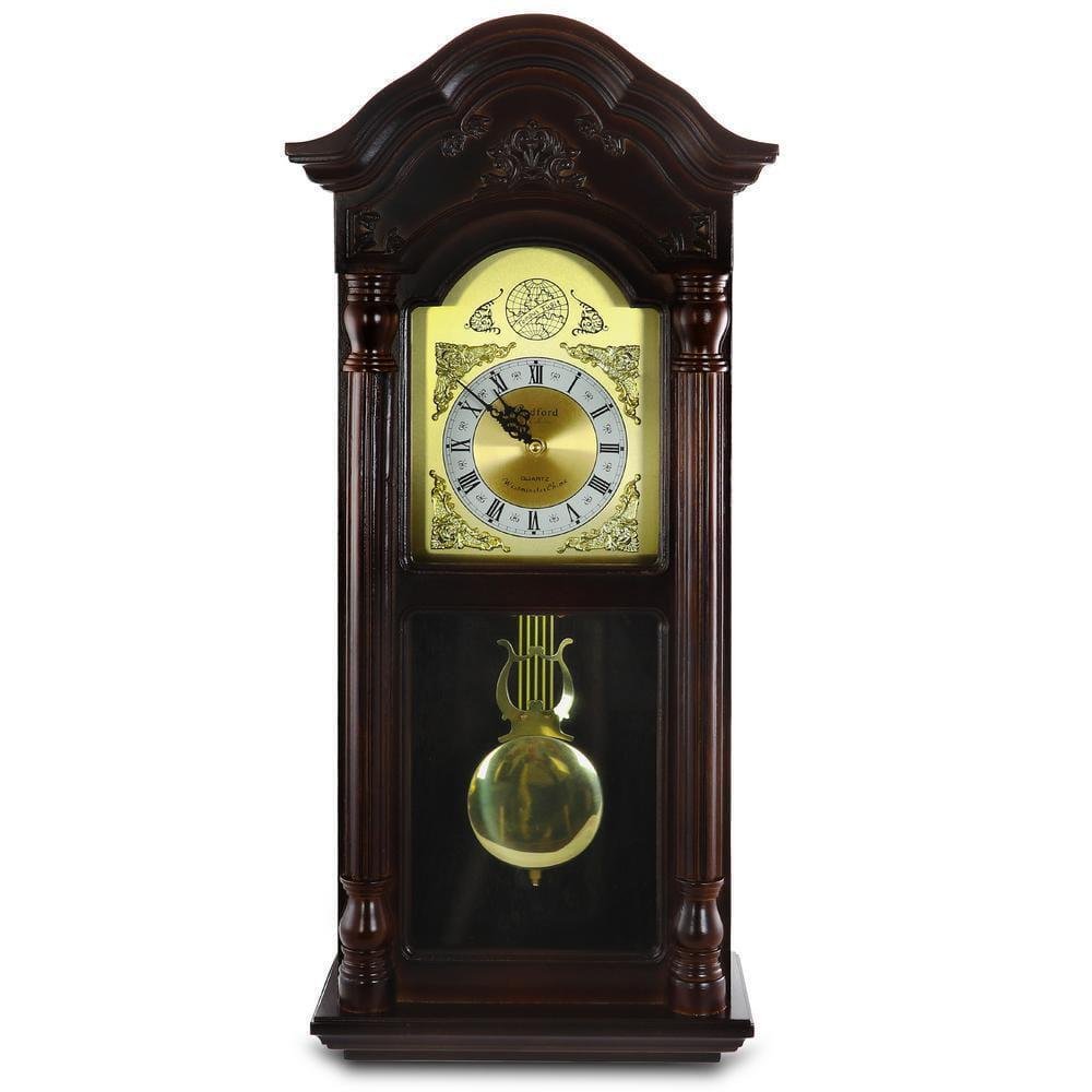 Bedford Clock Collection Wall Clocks 25.5" Antique Mahogany Cherry Oak Chiming