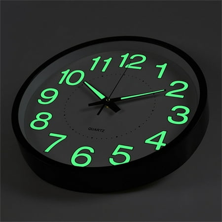 BERGUF 12 Quartz Modern Glow In The Dark Indoor Oversized Wall Clock, Silent Mechanism