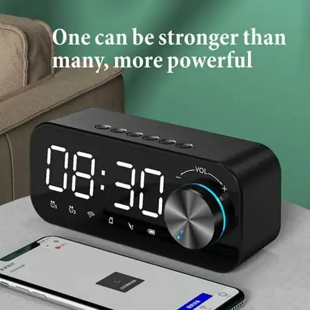 BetterZ LED Digital Dual Alarm Clock Bluetooth-compatible Bass Speaker with TF AUX Music Player