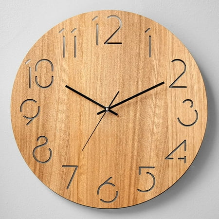 Beverly Hills Polo Club's Real Wood Wall Clock -18-Inch Battery Operated Handmade No Tick Clock - Tuscan Style with Vintage Rustic Design, Provides a Unique Room Decor…