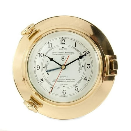 Bey-Berk International Brass Porthole Tide/Time Clock - Tarnish Proof