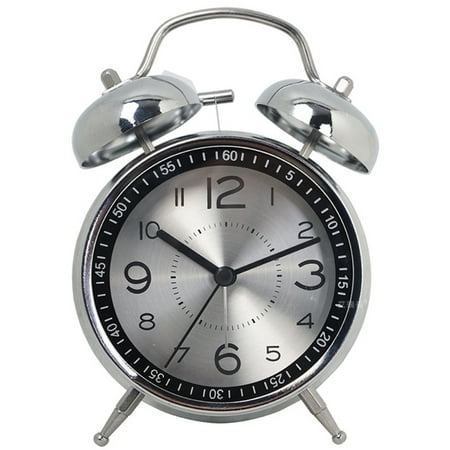 Big Ben Twin Bell Alarm Clock | Loud Alarm Clock for Heavy Sleepers | Battery Operated Analog Clock with Backlight for Bedside Table, Kids Room, Desk | Aesthetic Room Décor,silver，G190530