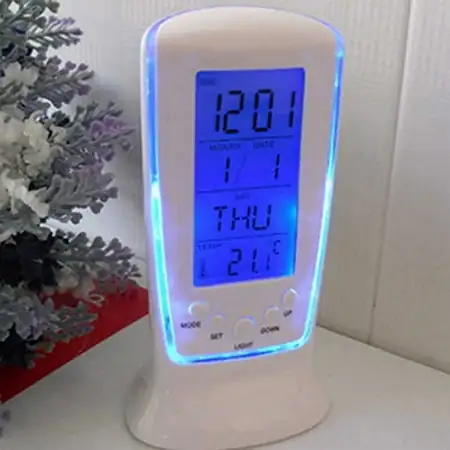 Bigstone LED Digital Alarm Clock with Blue Backlight Electronic Calendar Thermometer Gift