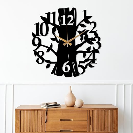 Bird Tree Metal Wall Clock, Modern Design Wall Clock, Large Silent Wall Clock, Clocks for Living Room, Unique Home Decor, Oversized Clock, Kitchen Clock, Bird Decor Housewarming Gift (13.7 / 35 cm)