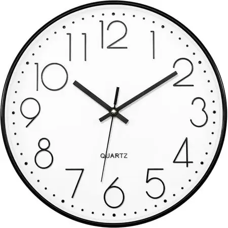 Black Wall Clock 12 Inch Silent Non Ticking Quartz Battery Operated Round Clock Easy to Read for Office Classroom School Home Living Room Bedroom Kitchen Decor