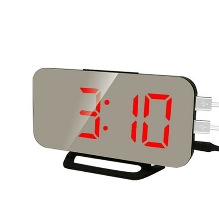 Blasgw Creative New Student Children's LED Digital Electronic Clock Mirror Wall Clock USB Mobile Phone Charging Calendar Alarm Clock Red