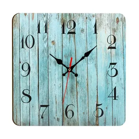 Bocaoying 11.8 inches Wooden Wall Clock, Large Outdoor Clock for Patio, Non Ticking Wooden Wall Clock Battery Operated, Rustic Themed Decor Wall Clock for Kitchen, Pool, Bathroom