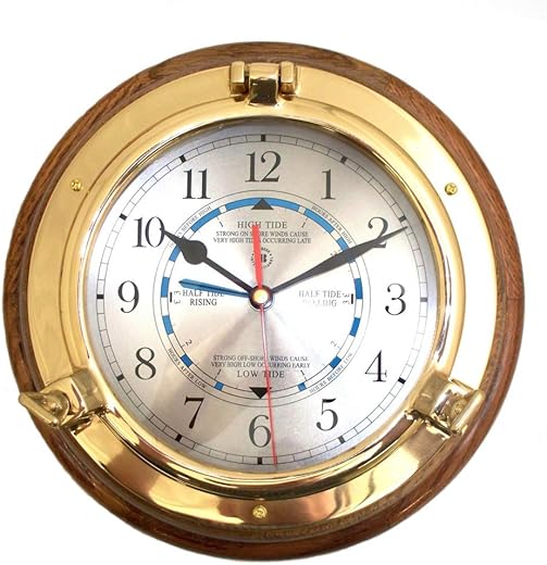 Brass Porthole Time and Tide Clock