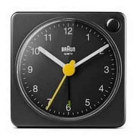 Braun BC02XB: Sleek Black Travel Alarm Clock with Snooze, Light, and Quiet Quartz Movement