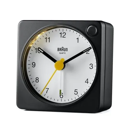 Braun BN-BC2XBW Black White Square Quartz Alarm Classic Travel Clock