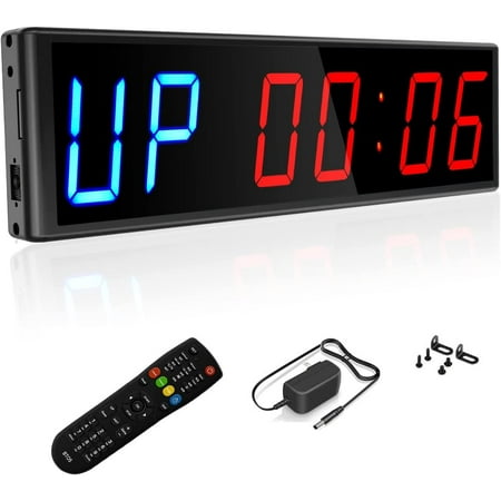 Btbsign Gym Timer 3 inch Clock Fitness Home Boxing Count Down and up with Remote Blue Red