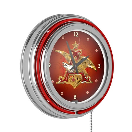 Budweiser A & Eagle Retro Neon Analog Wall Clock with Pull Chain